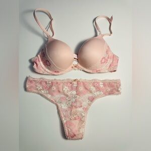 Victoria’s Secret Purist Pink Push Up Bra 34b with matching Thong M